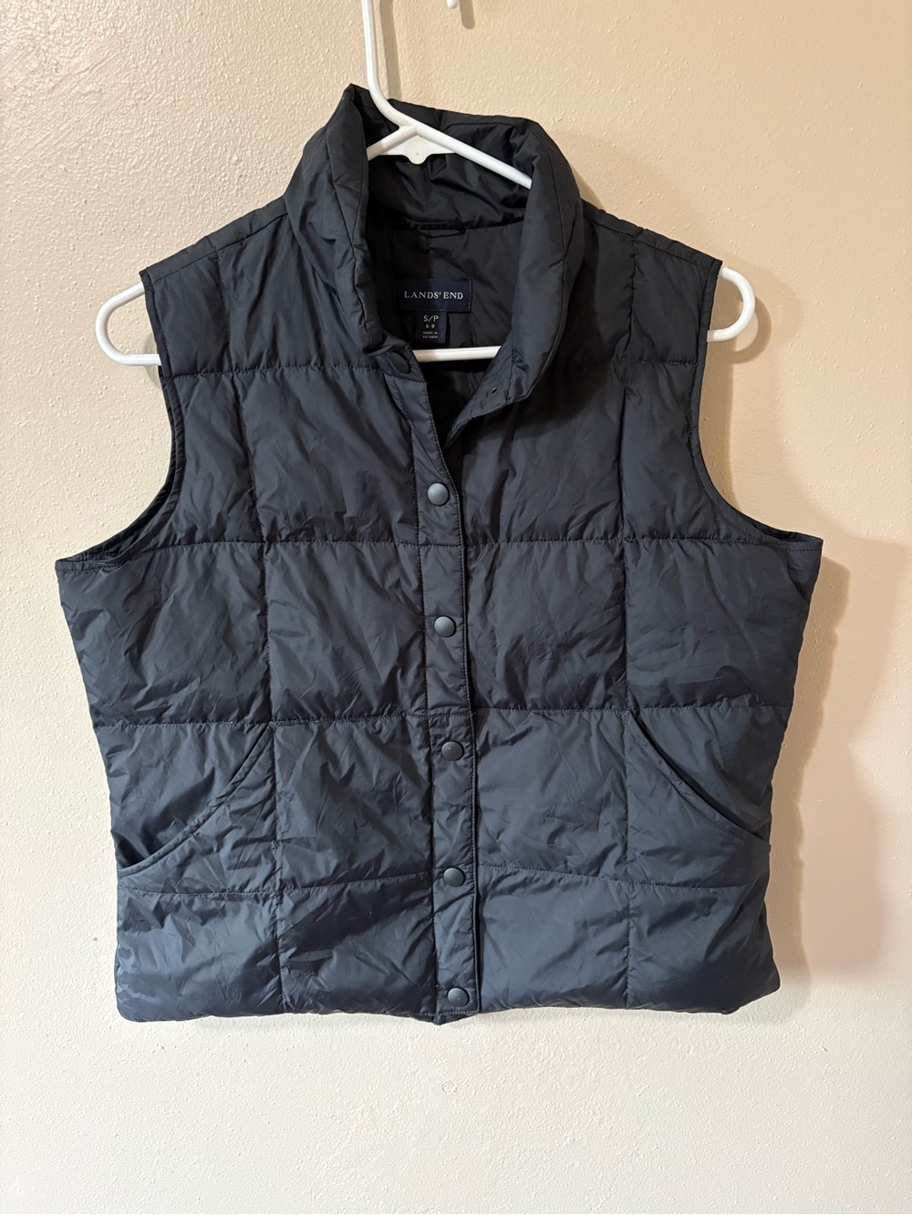 Lands' End Down Puffer Vest Womens size Small in black